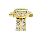 Yellow gold Fancy Yellow Emerald  Halo Diamond Split Shank Engagement Ring with Prong Setting_44