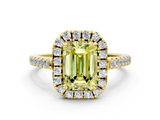Yellow gold Fancy Yellow Emerald  Halo Pavé Diamond Engagement Ring with Four-Prong Setting_3