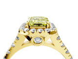 Yellow gold Fancy Yellow Emerald  Halo Pavé Diamond Engagement Ring with Four-Prong Setting_30