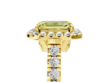Yellow gold Fancy Yellow Emerald  Halo Pavé Diamond Engagement Ring with Four-Prong Setting_31