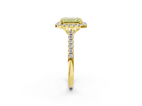 Yellow gold Fancy Yellow Emerald  Halo Pavé Diamond Engagement Ring with Four-Prong Setting_5
