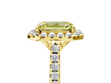 Yellow gold Fancy Yellow Emerald  Halo Pavé Diamond Engagement Ring with Four-Prong Setting_8
