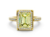 Yellow gold Fancy Yellow Emerald  Halo Pave Band Solitaire Ring with Prong Setting_66