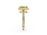 Yellow gold Fancy Yellow Emerald  Halo Pave Band Solitaire Ring with Prong Setting_68
