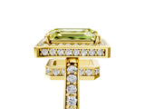 Yellow gold Fancy Yellow Emerald  Halo Pave Band Solitaire Ring with Prong Setting_71