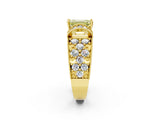 Yellow gold Fancy Yellow Emerald  Halo Pave Diamond Engagement Ring with Milgrain Detailing_52