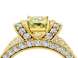 Yellow gold Fancy Yellow Emerald  Halo Pave Diamond Engagement Ring with Milgrain Detailing_54