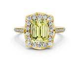 Yellow gold Fancy Yellow Emerald  Halo Round Diamond Pave Band with Four-Prong Setting_38