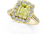 Yellow gold Fancy Yellow Emerald  Halo Round Diamond Pave Band with Four-Prong Setting_39