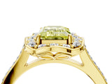 Yellow gold Fancy Yellow Emerald  Halo Round Diamond Pave Band with Four-Prong Setting_42
