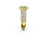 Yellow gold Fancy Yellow Emerald  Halo Round Diamond Pave Band with Prong Setting 2