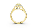 Yellow gold Fancy Yellow Emerald  Halo Round Diamond Pave Band with Prong Setting 3