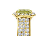 Yellow gold Fancy Yellow Emerald  Halo Round Diamond Pave Band with Prong Setting 5