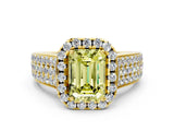 Yellow gold Fancy Yellow Emerald  Halo Round Diamond Pave Band with Prong Setting_26