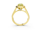 Yellow gold Fancy Yellow Emerald  Halo Solitaire Diamond Ring with Pave Band and Bezel Setting_52
