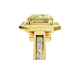 Yellow gold Fancy Yellow Emerald  Halo Solitaire Diamond Ring with Pave Band and Bezel Setting_54