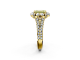 Yellow gold Fancy Yellow Emerald  Halo Split Shank Diamond Engagement Ring with Pave Band and Four-Prong Setting_56