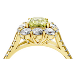 Yellow gold Fancy Yellow Emerald  Halo Split Shank Diamond Engagement Ring with Pave Band and Four-Prong Setting_58