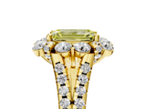 Yellow gold Fancy Yellow Emerald  Halo Split Shank Diamond Engagement Ring with Pave Band and Four-Prong Setting_59