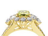 Yellow gold Fancy Yellow Emerald  Halo Split Shank Diamond Engagement Ring with Prong Setting_24