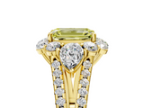 Yellow gold Fancy Yellow Emerald  Halo Split Shank Diamond Engagement Ring with Prong Setting_25