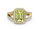 Yellow gold Fancy Yellow Emerald  Halo Split Shank Diamond Ring with Four-Prong Setting_32
