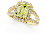 Yellow gold Fancy Yellow Emerald  Halo Split Shank Diamond Ring with Four-Prong Setting_33