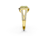 Yellow gold Fancy Yellow Emerald  Halo Split Shank Diamond Ring with Four-Prong Setting_34