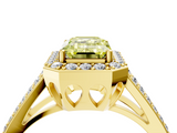 Yellow gold Fancy Yellow Emerald  Halo Split Shank Diamond Ring with Four-Prong Setting_36