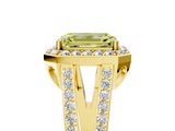 Yellow gold Fancy Yellow Emerald  Halo Split Shank Diamond Ring with Four-Prong Setting_37