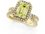Yellow gold Fancy Yellow Emerald  Halo Split Shank Diamond Ring with Pavé Setting_26