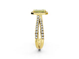 Yellow gold Fancy Yellow Emerald  Halo Split Shank Diamond Ring with Pavé Setting_27