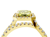 Yellow gold Fancy Yellow Emerald  Halo Split Shank Diamond Ring with Pavé Setting_29