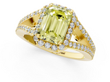 Yellow gold Fancy Yellow Emerald  Halo Split Shank Diamond Ring with Prong Setting_21