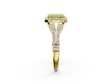 Yellow gold Fancy Yellow Emerald  Halo Split Shank Diamond Ring with Prong Setting_22