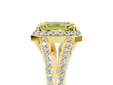 Yellow gold Fancy Yellow Emerald  Halo Split Shank Diamond Ring with Prong Setting_25