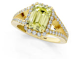 Yellow gold Fancy Yellow Emerald  Halo Split Shank Pave Diamond Ring with Four-Prong Setting_50