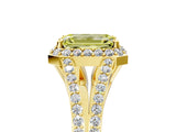 Yellow gold Fancy Yellow Emerald  Halo Split Shank Pave Diamond Ring with Four-Prong Setting_54
