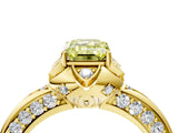 Yellow gold Fancy Yellow Emerald  Halo Split Shank Pave Diamond Ring with Petal Prong Setting_24