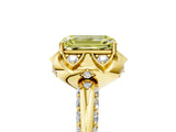 Yellow gold Fancy Yellow Emerald  Halo Split Shank Pave Diamond Ring with Petal Prong Setting_25