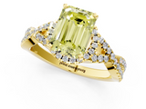 Yellow gold Fancy Yellow Emerald  Halo Twist Band Solitaire Prong Setting Ring_60