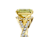 Yellow gold Fancy Yellow Emerald  Halo Twist Band Solitaire Prong Setting Ring_64