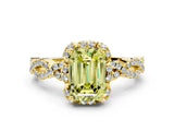 Yellow gold Fancy Yellow Emerald  Halo Twist Band Solitaire Ring with Six-Prong Setting_32