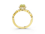 Yellow gold Fancy Yellow Emerald  Halo Twist Band Solitaire Ring with Six-Prong Setting_35
