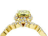 Yellow gold Fancy Yellow Emerald  Halo Twist Band Solitaire Ring with Six-Prong Setting_36