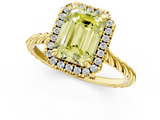 Yellow gold Fancy Yellow Emerald  Halo Twisted Band Four-Prong Diamond Ring_21