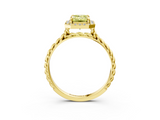 Yellow gold Fancy Yellow Emerald  Halo Twisted Band Four-Prong Diamond Ring_23