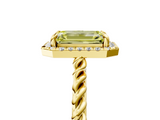 Yellow gold Fancy Yellow Emerald  Halo Twisted Band Four-Prong Diamond Ring_25