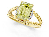 Yellow gold Fancy Yellow Emerald  Halo Twisted Band Four-Prong Ring_33