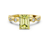 Yellow gold Fancy Yellow Emerald  Milgrain Bezel Diamond Engagement Ring with Solitaire Prong Setting_172
